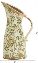 Tuscan Ceramic Green Scroll Pitcher Vase : Home & Kitchen - Image 2