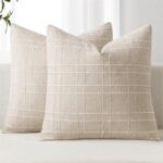 Qgzxw Linen Check Farmhouse Pillow Covers