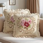 qgzxw White Chenille Embroidered Pillow Covers