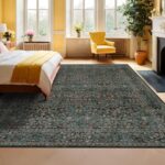 QGZXW 8x10 Vintage Dark Green Rug - Image 4