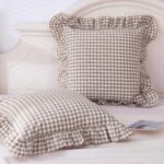 Qgzxw Taupe Plaid Ruffle Pillow Covers - Image 2