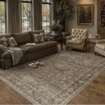 QGZXW 8x10 Vintage Brown Washable Rug - Image 5