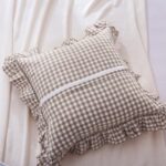 Qgzxw Taupe Plaid Ruffle Pillow Covers - Image 4