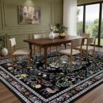 QGZXW 8x10 Vintage Floral Washable Rug - Image 3