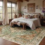 QGZXW 8x10 Vintage Floral Washable Rug - Image 3