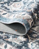 QGZXW 8x10 Blue Vintage Washable Rug - Image 6