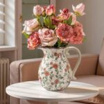 QGZXW Vintage Ceramic Rose Vase With Handle