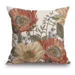 Qgzxw Vintage Floral Cotton Linen Pillow Cover