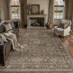 QGZXW 8x10 Vintage Brown Washable Rug