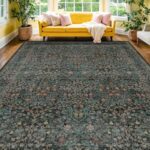 QGZXW 8x10 Vintage Dark Green Rug
