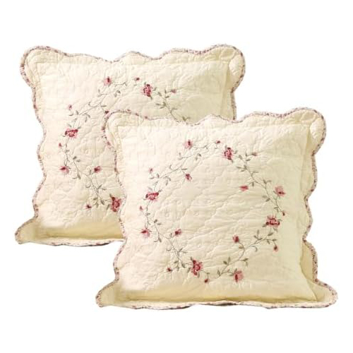 Qgzxw Quilted Embroidered Floral Pillow Covers