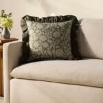 Qgzxw Kathleen Green Floral Ruffle Pillow Cover